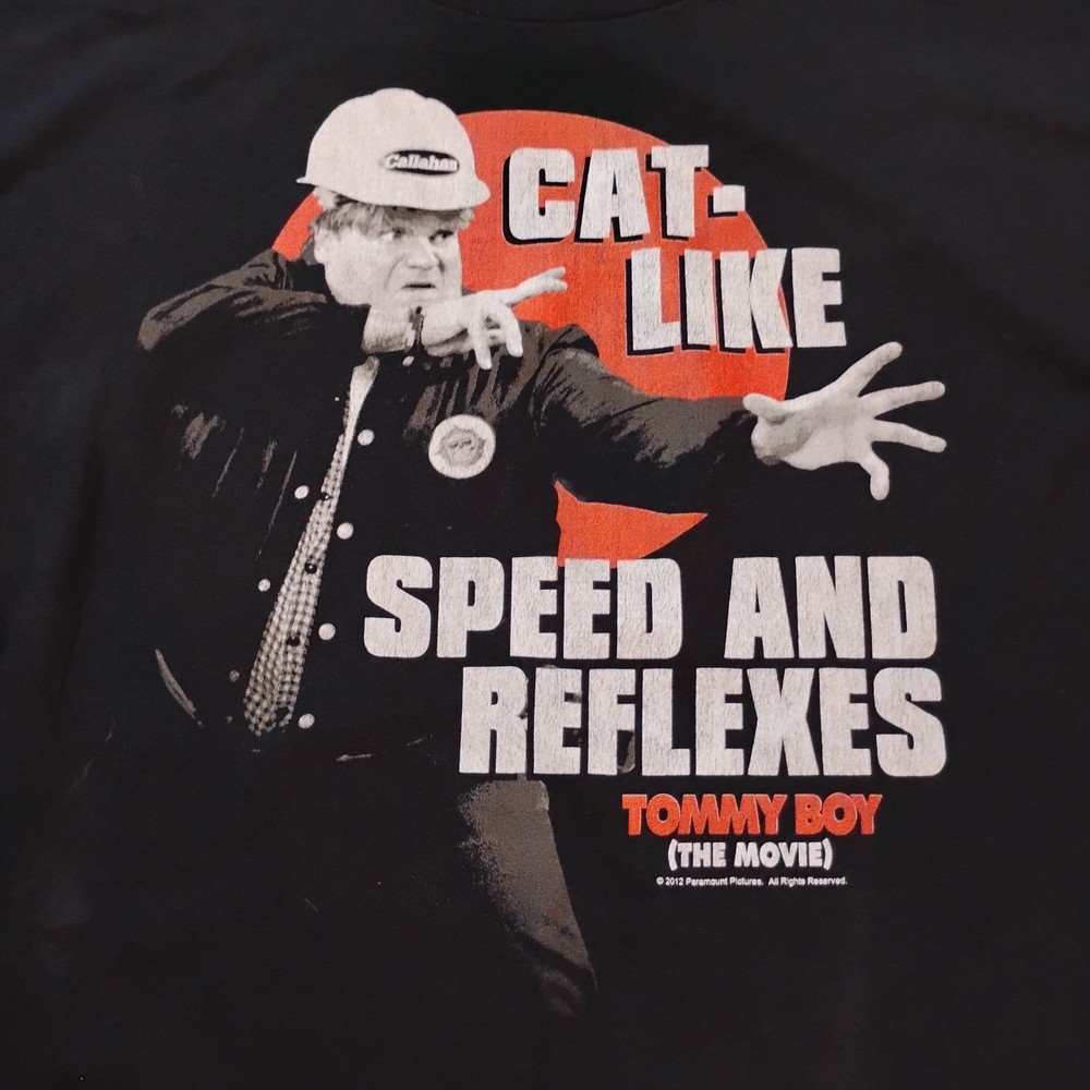 Tommy Boy Movie ‘Cat Like Speed & Reflexes’ Men’s T Shirt 3XL Chris Farley