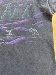 VTG 90s Habitat Split Collar Nature Lightning Panther Wrap Around T-Shirt (XL)