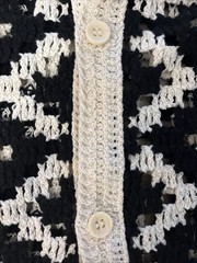 Men’s Norsecode Crochet Shirt Black Cream Short Sleeve Sz M Boho Cottage