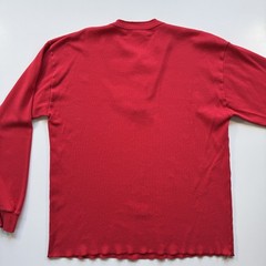 Vtg BEAR MOUNTAIN Trading Company Big Bear Long Sleeve Henley Shirt Large Red