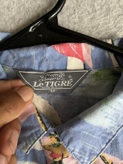 VTG Le Tigre Shirt Mens Medium Hawaiian Tropical Beach Resort Coastal