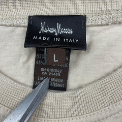 Neiman Marcus Men’s Cotton/Rayon Crewneck S/S T-Shirt Beige • Italy • Large
