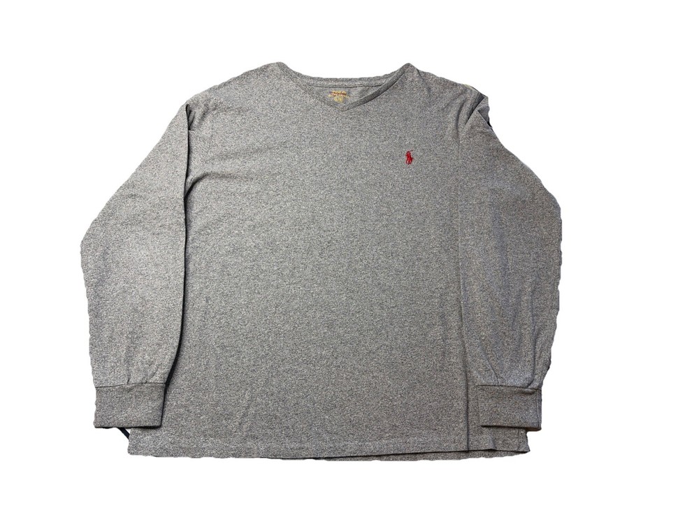 Polo Ralph Lauren Long Sleeve T Shirt Men’s Large Gray Red Pony Embroidered
