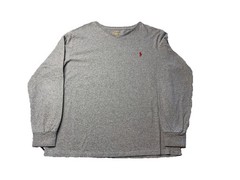 Polo Ralph Lauren Long Sleeve T Shirt Men’s Large Gray Red Pony Embroidered