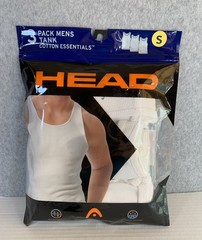HEAD 3 PK RIBBED TANK A SHIRT MENS Cotton Athletic Fit White Size Small NEW