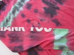 Chinatown Market THANK YOU Crewneck L/S T-Shirt Size Med Pink Green Tie Dye