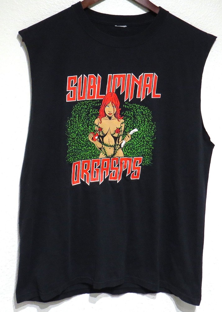 SUBLIMINAL ORGASMS 2013 Band Muscle t-shirt LARGE Sexy Woman Rose Detroit Rock