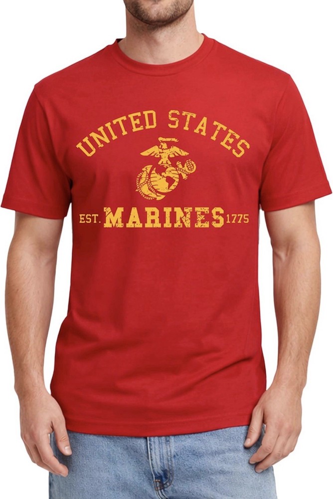 ICON SPORTS United States Marines Red Graphic Men’s T-Shirt Crew Neck L