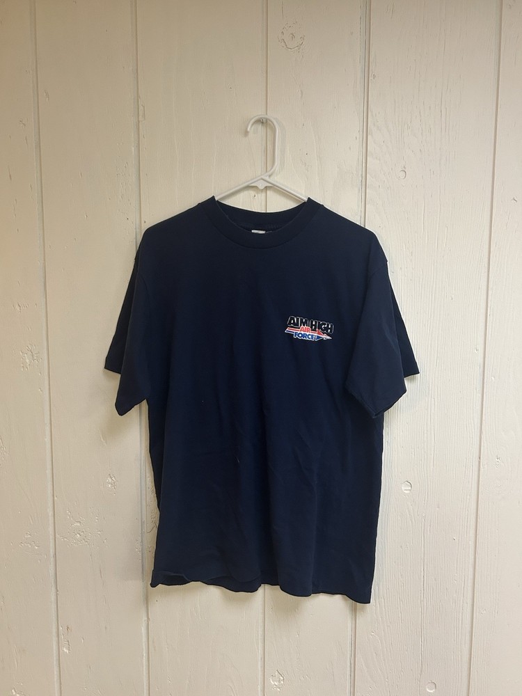 VINTAGE US Air Force Shirt Adult Extra Large Blue Single Stitch Military Mens L