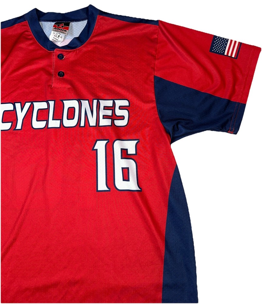 Alleson Athletic Cyclones #16 Baseball Team Men’s Size Medium Red Jersey