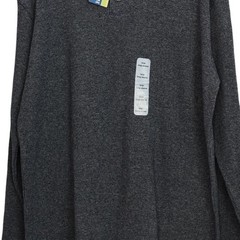 High Stretch Mens Long Sleeve Henley Shirt Size XL Gray Ribbed
