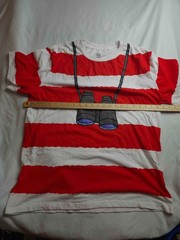 Where’s Waldo Binoculars Costume Shirt Mens XL Striped DreamWorks Nerdy Kidcore