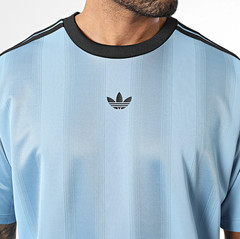 RARE! NEW MEN’S ADIDAS ORIGINALS TREFOIL JACQUARD SHIRT ~SIZE MEDIUM #JW587 BLUE