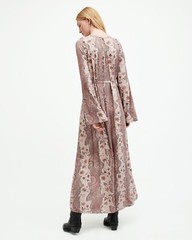 All Saints Womens Paisley Maxi Dress Cascade Long Sleeve / Sleeveless Viscose