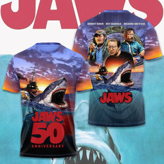 Jaws 50th Anniversary 3D Apparel 3D T-shirt All size Gift Family ng3504