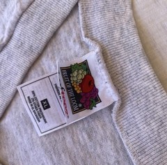 Fruit of the Loom Graphic Print Tee Gray XL V-Neck Short Sleeve Cotton Preshrunk