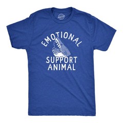 Mens Emotional Support Animal T Shirt Funny Scary Shark Attack Joke Tee for Guys