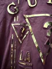 Guess LA Men Logo Graphic Crew Neck Triangle Design T-Shirt Brown Gold Short S