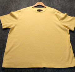 Mens Croft & Barrow XXL Yellow Ribbed Crew Neck Short Sleeve Cotton shirt