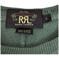 RRL Ralph Lauren Men’s Small Henley Shirt Green Waffle Knit Long Sleeve Thermal