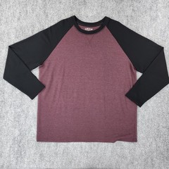 Orvis Shirt Mens XL Burgundy Black Raglan Sleeve Lined Crew Outdoor Pullover