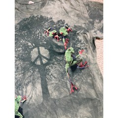 Frog Peace Sign Tree Tie Dye Graphic T-Shirt Green Mens Large vintage