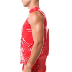 Men’s Wet Look Latex PVC Leather Tank Tops Nightclub Zipper Vest Glossy Clubwear