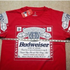 LIFE Clothing Co. Budweiser Red Logo Graphic Crew Neck T-Shirt Men L