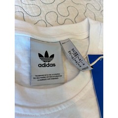 Adidas Originals Mens Trefoil Logo Graphic T-Shirt White Black Size Medium