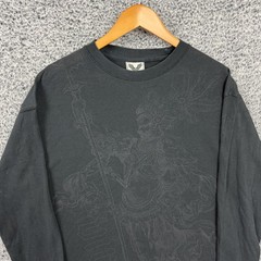 Avirex Shirt Mens XL Black Warrior Graphic Thermal Waffle Knit Long Sleeve Tee