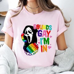 Sound Gay I’m In Tee, Ghost Face Meme Rainbow Tee, LGBTQ+ Pride Month Supporters