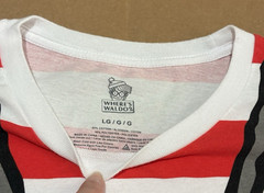 Where’s Waldo? T-Shirt Men’s Size Large Novelty Shirt Red & White Striped Tee