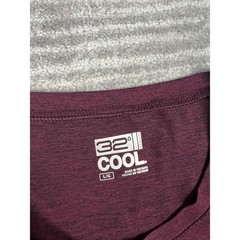 32 Degrees T-Shirt Mens Large Burgundy Cool Short Sleeve Heathered Stretch Crew