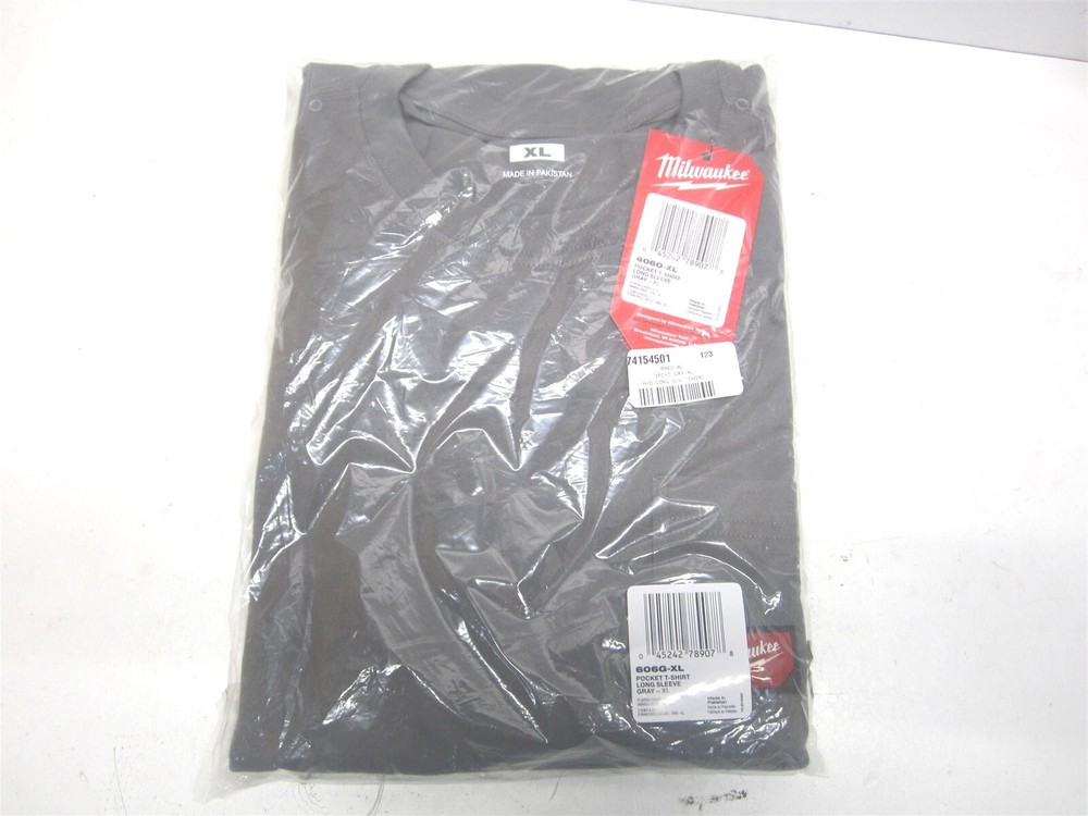 Milwaukee 606G-XL Mens XL GRIDIRON Cotton/Polyester Long-Sleeve Pocket T-Shirt