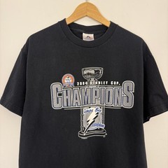 Vintage Y2K Tampa Bay Lightning Stanley Cup Champions NHL Hockey Tee Shirt Black
