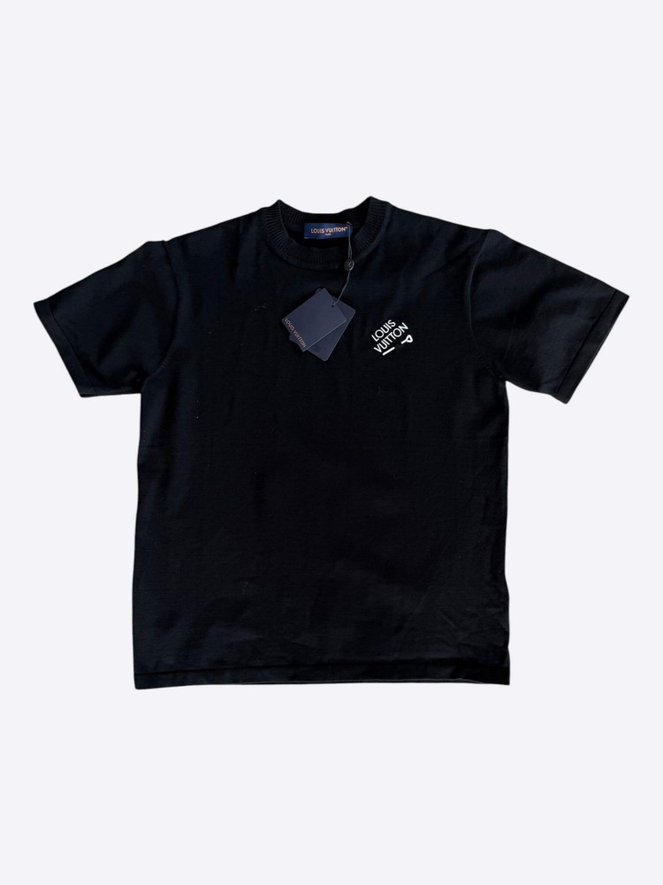 Louis Vuitton Black & White Pin Logo Embroidered T-Shirt