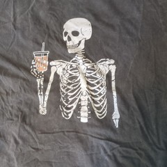 Oversized Comfort Colors Gray Skeleton Coffee Graphic T-Shirt 2XL