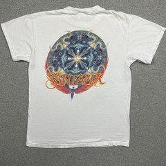 Vintage Santana T Shirt Mens Large 90s Rock Band White Psychedelic Double Sided