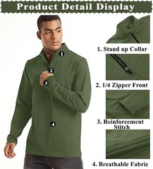 Men’s 1/4 Zip Quick Dry Long Sleeve Gym Fitness Casual Sport Performance T-Shirt