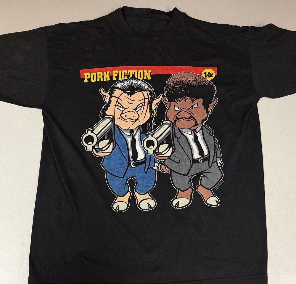 Vintage 1997 Pulp Fiction Pork Fiction Movie Parody Unisex S-5XL Shirt ILS250