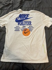 Nike World Tour Tee Shirt Embroidered Logo Double Sided White Size M 100% Cotton