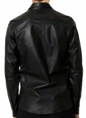 BEST SELLING New Men’s Black Leather Shirt 100% Pure Lambskin CausalSlimFitShirt