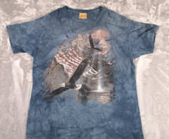 Y2K The Mountain Bald Eagle Flag Mountain Landscape Tie Dye T shirt XXL USA