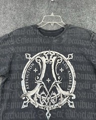 Affliction LIVE FAST SHIELD WINGED T Shirt Gray Blue Foil Accents Men’s M Grunge