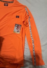 Wrangler Workwear~Men Long Sleeve Pocket T-Shirt~Small 34”-36”~Bright Orange~NWT