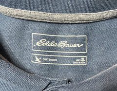 Eddie Bauer Mens XL Henley Long Sleeve Blue Pocket Cotton Shirt Slate Outdoor