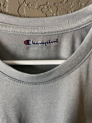 (2) Champion Mens Crew Neck T Shirt Short Sleeve T-Shirt LARGE gray / blue