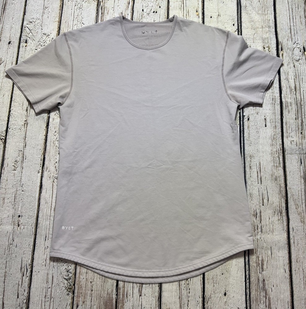 BYLT Basics Drop Cut Lux T-Shirt S/S Large Lavender Crew Neck Casual Gym Mens