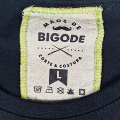 Bigode Mens T Shirt Navy Geometric Pocket Tee Mens L Casual Cotton Portuguese