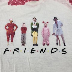 Friends Christmas Shirt Mens Medium Elf Home Alone Movies Short Sleeve